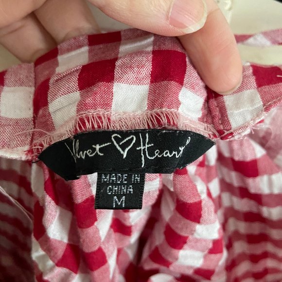 Gingham Ruffle Sleeve Open Back Top Red + White M - Picture 5 of 7